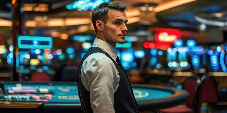 Meja Texas Poker di latar 888 dengan antarmuka digital yang responsif